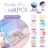 198Pcs 9 Colors Frosted Baking Paint Crackle Glass Beads with Glitter Powder DGLA-TA0001-23-4