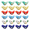 24Pcs 6 Colors Handmade Printed Porcelain Beads PORC-HS0001-02-1