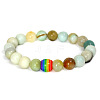 Natural Flower Amazonite Round Beaded Stretch Bracelets ZA0541-10-1