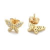 Brass Micro Pave Clear Cubic Zirconia Stud Earrings EJEW-M076-02G-02-2