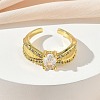 Brass Micro Pave Cubic Zirconia Cuff Open Rings RJEW-C163-06G-2