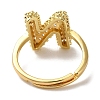 Rack Plating Letter Brass Micro Pave Clear Cubic Zirconia Adjustable Rings for Women KK-S391-03G-N-3