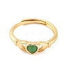 Hand with Heart Natural Dyed & Heated Green Onyx Agate Adjustable Rings RJEW-Q817-06G-01-2