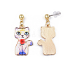 Alloy Kitten Dangle Stud Earrings EJEW-G148-19G-01-1