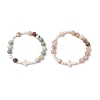 2Pcs Natural Bamboo Leaf Agate & Tree Agate & Magnesite & Synthetic Turquoise Stretch Bracelets for Women BJEW-JB12815-2