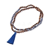 Natural Blue Spot Jasper & Wood Buddhist Necklace NJEW-JN04306-1