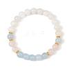 8MM Round Natural Rainbow Moonstone & Dyed White Jade & Madagascar Rose Quartz Beaded Stretch Bracelets BJEW-JB14489-3