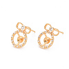 Brass Micro Pave Clear Cubic Zirconia Earring Findings KK-T062-218G-NF-1