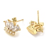 Rack Plating Brass Micro Pave Cubic Zirconia Stud Earring EJEW-C079-03G-2