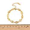 304 Stainless Steel Micro Pave Cubic Zirconia Link Chain Bracelets for Women BJEW-P393-01G-3