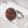 Half Round Natural Leopard Skin Jasper Finger Rings RJEW-M062-01P-18-5