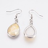 Natural Yellow Shell Dangle Earrings EJEW-F158-A04-2