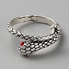 Alloy Snake Cuff Ring with Rhinestone RJEW-WH0002-22-2
