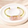 Natural Rose Quartz Beads Cuff Bangles for Women BJEW-Q035-01G-02-4