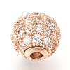 Brass Micro Pave Cubic Zirconia Beads ZIRC-Q013-10mm-142RG-1