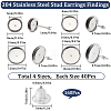 SUNNYCLUE 160Pcs 4 Size 304 Stainless Steel Stud Earrings Findings STAS-SC0007-61-2