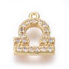 Golden Plated Brass Micro Pave Cubic Zirconia Charms ZIRC-L075-51G-1