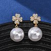 Brass Micro Pave Clear Cubic Zirconia Dangle Stud Earrings EJEW-Z164-31G-2