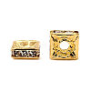 Brass Rhinestone Spacer Beads RB-A013-6x6-01G-2