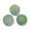 Natural Green Aventurine Flat Round with Chakra Sign Figurines Display Decorations DJEW-K025-01C-1