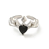 Heart Zinc Alloy with Resin Cuff Rings for Women RJEW-Z048-05P-2