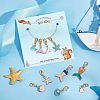 10 Pcs 10 Style Ocean Themed Alloy Enamel Pendants Decorations HJEW-NB0001-44-4