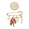 Christmas Candy Cane & Star & Bowknot Charms Alloy Safety Pin Brooch JEWB-TA00002-3
