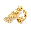 Rack Plating Brass Micro Pave Clear & Yellow Cubic Zirconia Fold Over Clasps KK-E034-42G-3