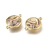 Brass Pave Natural Paua Shell Connector Charms KK-E794-01G-02-2