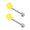 Dice 304 Stainless Steel & Acrylic Straight Barbell 15 Gauge Piercing Tongue Rings for Women Men WG4A39A-04-1