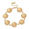 Textured  304 Stainless Steel Sun Link Chain Bracelets for Women BJEW-K293-06C-G-4