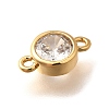 Brass Clear Cubic Zirconia Connector Charms KK-K294-14G-2