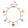 Glass Seed Beads Mushroom Charm Bracelets BJEW-MZ00218-2
