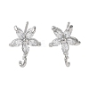 Brass Micro Pave Cubic Zirconia Studs Earring Findings KK-K364-03P-1