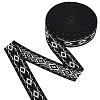10Yards Ethnic Style Rhombus Polyester Ribbon SRIB-FG0001-35A-1