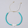 Glass Seed Beads & Brass Braided Beaded Bracelets LS-TV0952-5-1