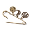 Tibetan Style Alloy Star Moon Sun Charms Kilt Pins Brooch JEWB-BR00172-4