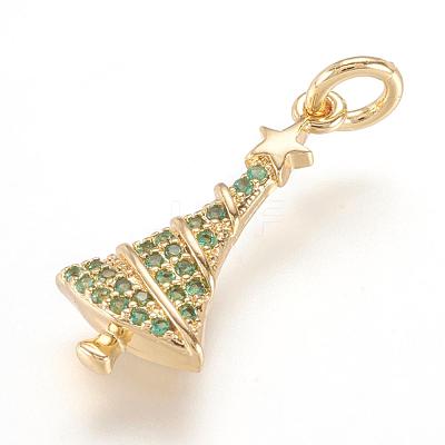 Brass Micro Pave Cubic Zirconia Pendants ZIRC-G107-15G-1