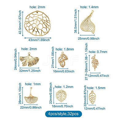32Pcs 8 Style Alloy Jewelry Pendants FIND-PJ0001-04-1
