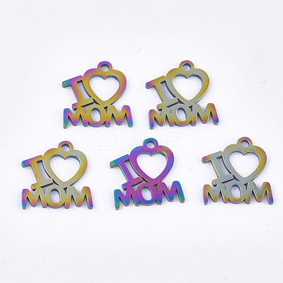 Mother's Day Ion Plating(IP) 201 Stainless Steel Charms STAS-Q201-JN173-1