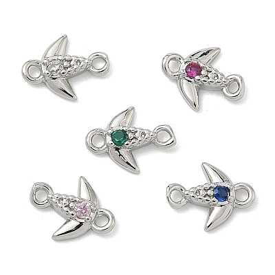 Brass Pave Cubic Zirconia Fish Connector Charms KK-G548-17P-1