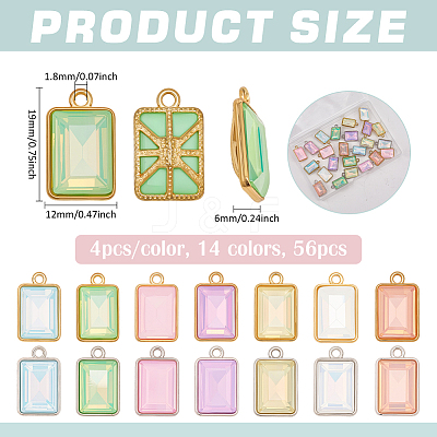 56Pcs 14 Colors Alloy Glass Pendants FIND-PH0027-90-1