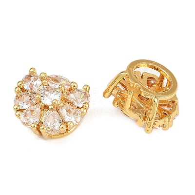 Flower Brass Micro Pave Cubic Zirconia Multi-Strand Links KK-Z122-07G-1