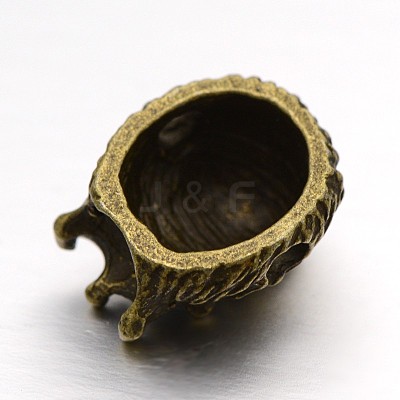 3D Lion King Head Alloy Beads PALLOY-F042-01AB-1