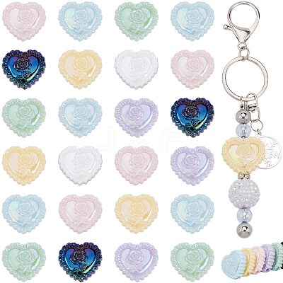 30Pcs UV Plating Iridescent Acrylic Beads OACR-SP0001-31-1