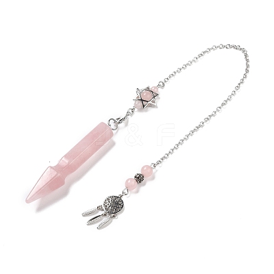 Natural Rose Quartz Pointed Dowsing Pendulums G-I322-01P-01-1