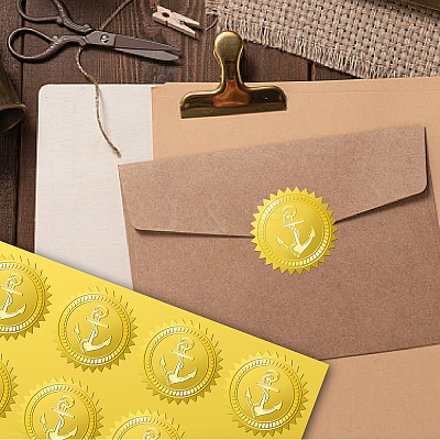 34 Sheets Self Adhesive Gold Foil Embossed Stickers DIY-WH0509-064-1