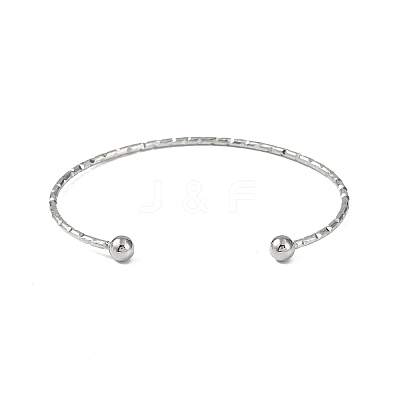 Non-Tarnish 304 Stainless Steel Textured Open Cuff Bangles for Women BJEW-S155-03P-1