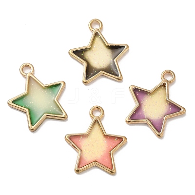 Rack Plating Alloy Epoxy Resin Pendants ENAM-K069-09G-1