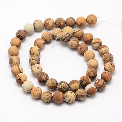 Natural Picture Jasper Beads Strands G-D686-8mm-1